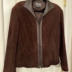 Lafayette New York 1948 brown suede and leather jacket.  Size 12.  EUC